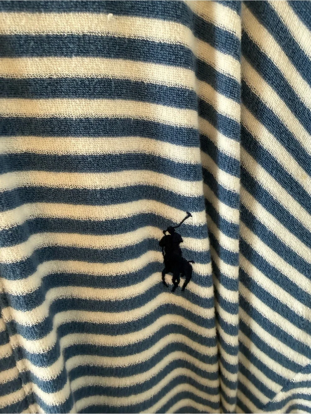 Polo by Ralph Lauren Mens Navy and White Striped Hooded Bath Robe S/M